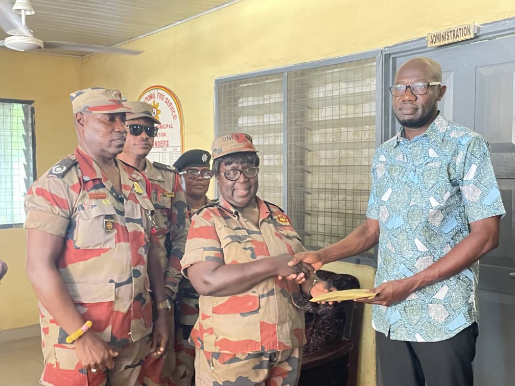 Amasaman MP Sedem Afenyo supports Ghana Fire Service with cash, cutlass, and other logistics  
