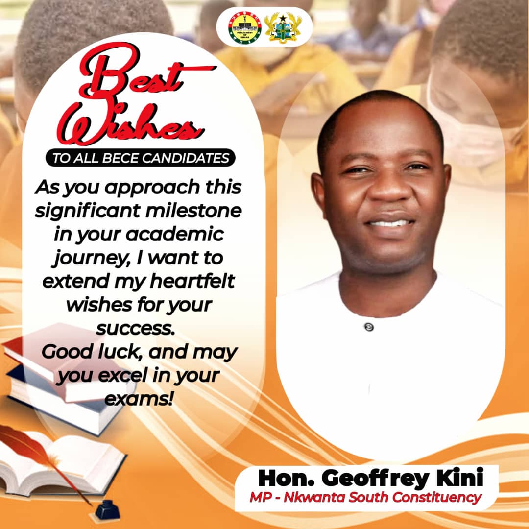 Nkwanta South MP Geoffrey Kini sends inspirational message to BECE Candidates