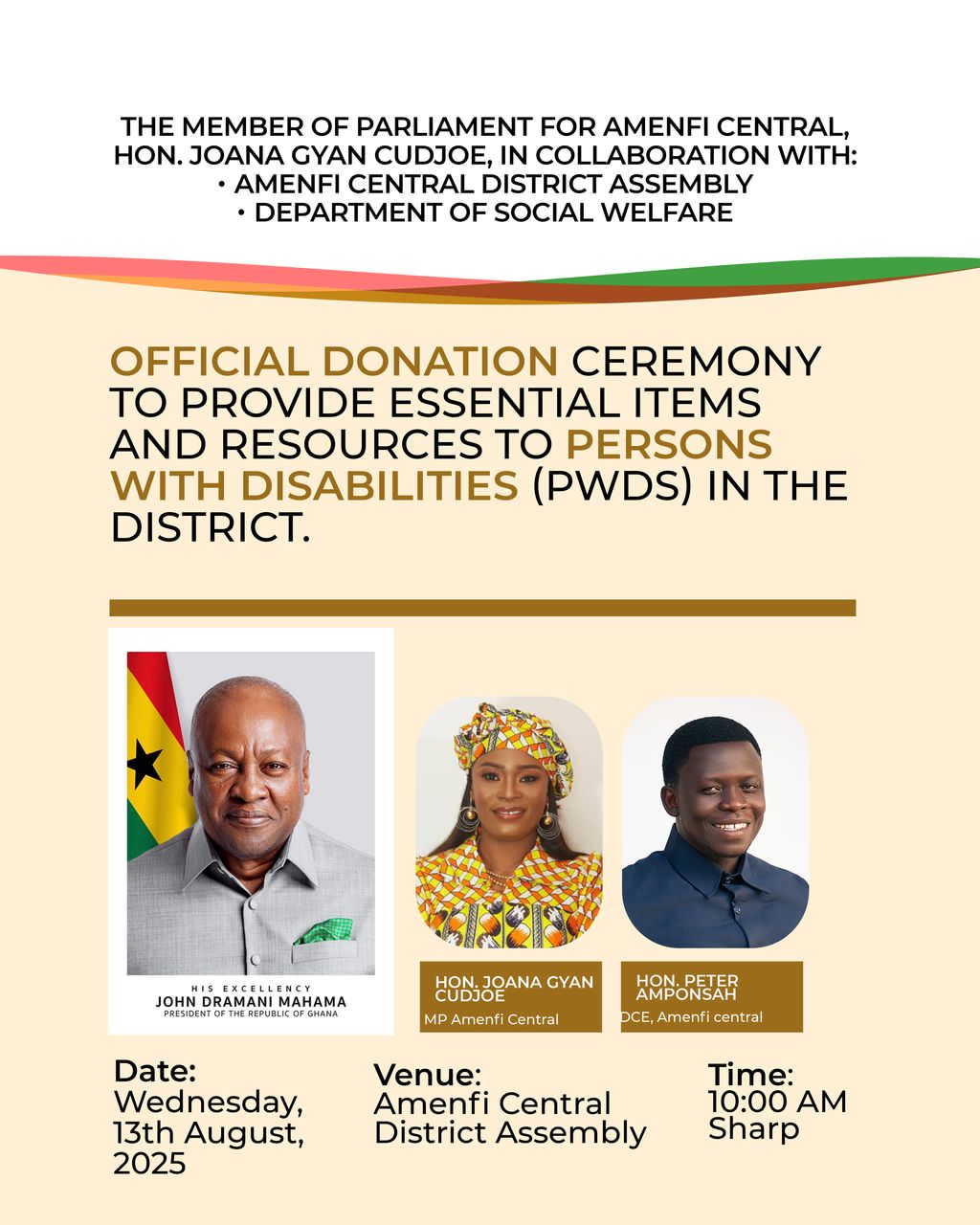 Joana Gyan Cudjoe to support Persons with Disabilities in Amenfi Central