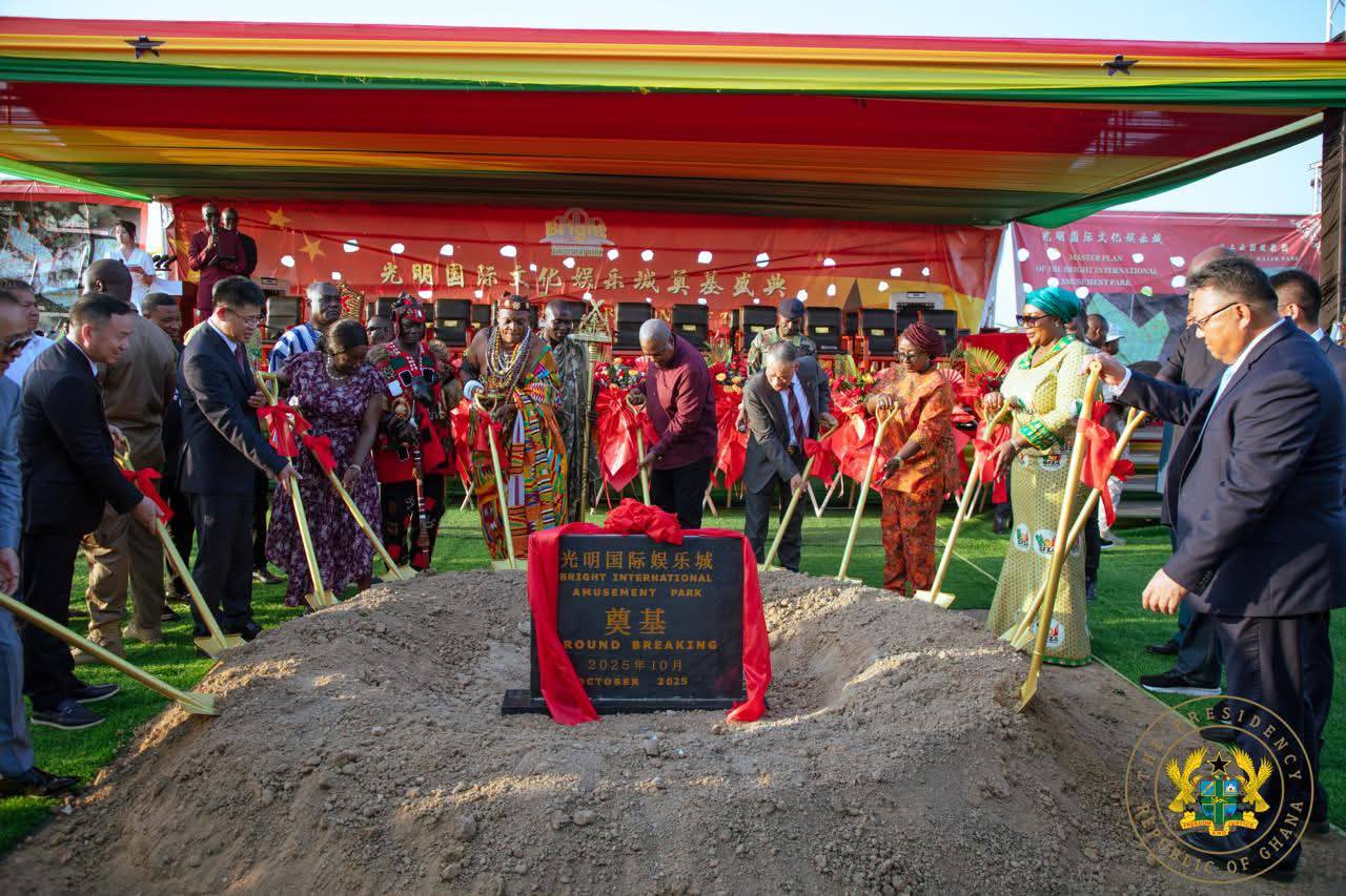 President Mahama cuts sod for construction of Bright International Amusement Park