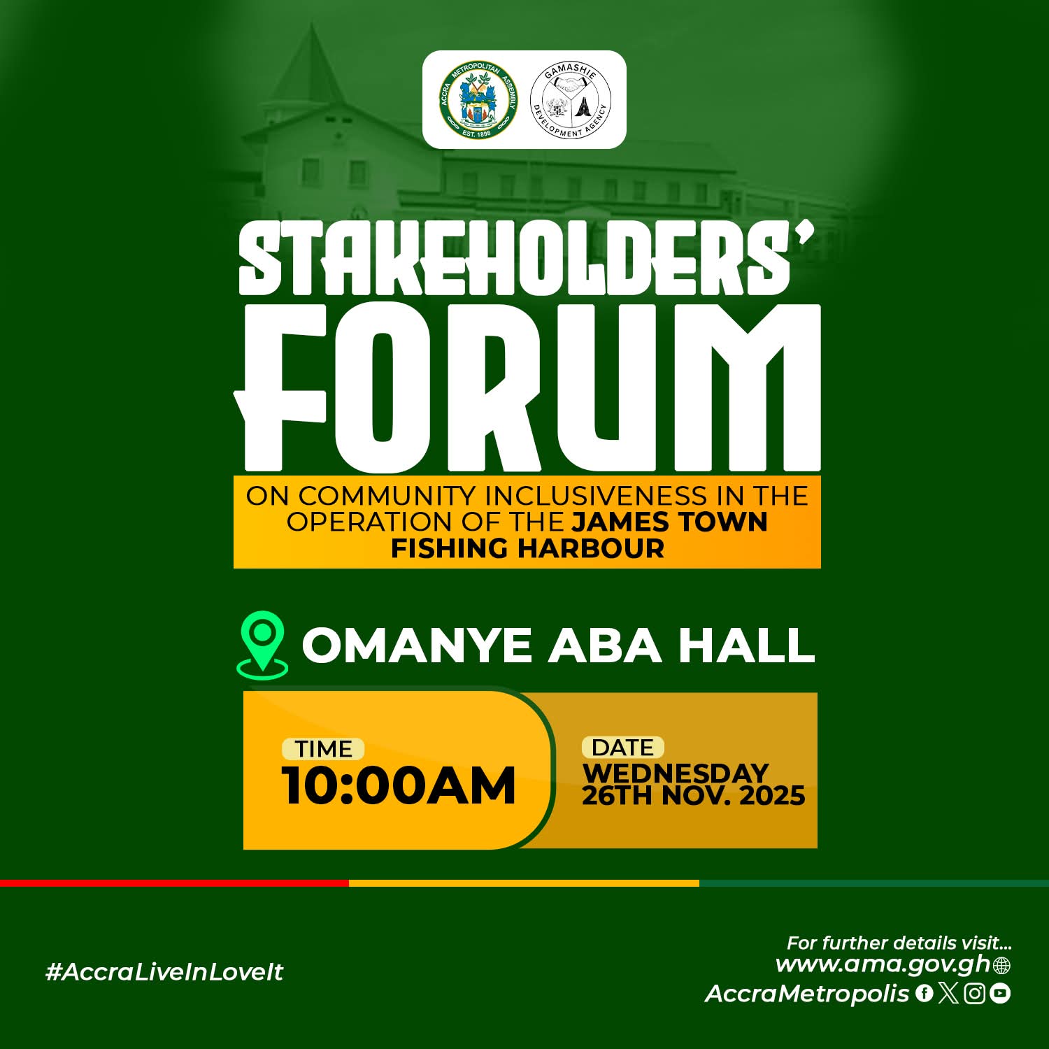 AMA, GAMADA to hold maiden Stakeholders’ Forum on community’s role in Jamestown Harbour operations