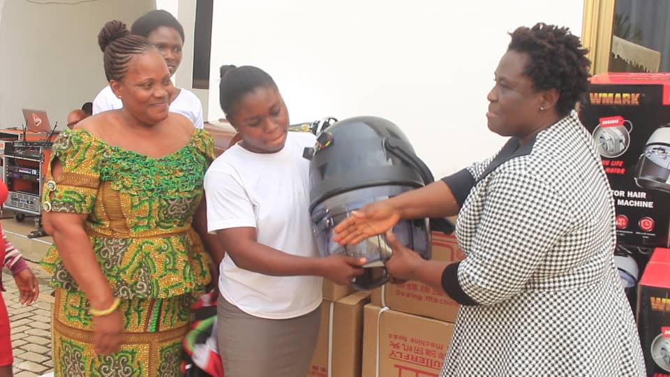 NDC Volta Regional Women Organizer Supports 54 Young Girls with Sewing Machines, Hairdryers