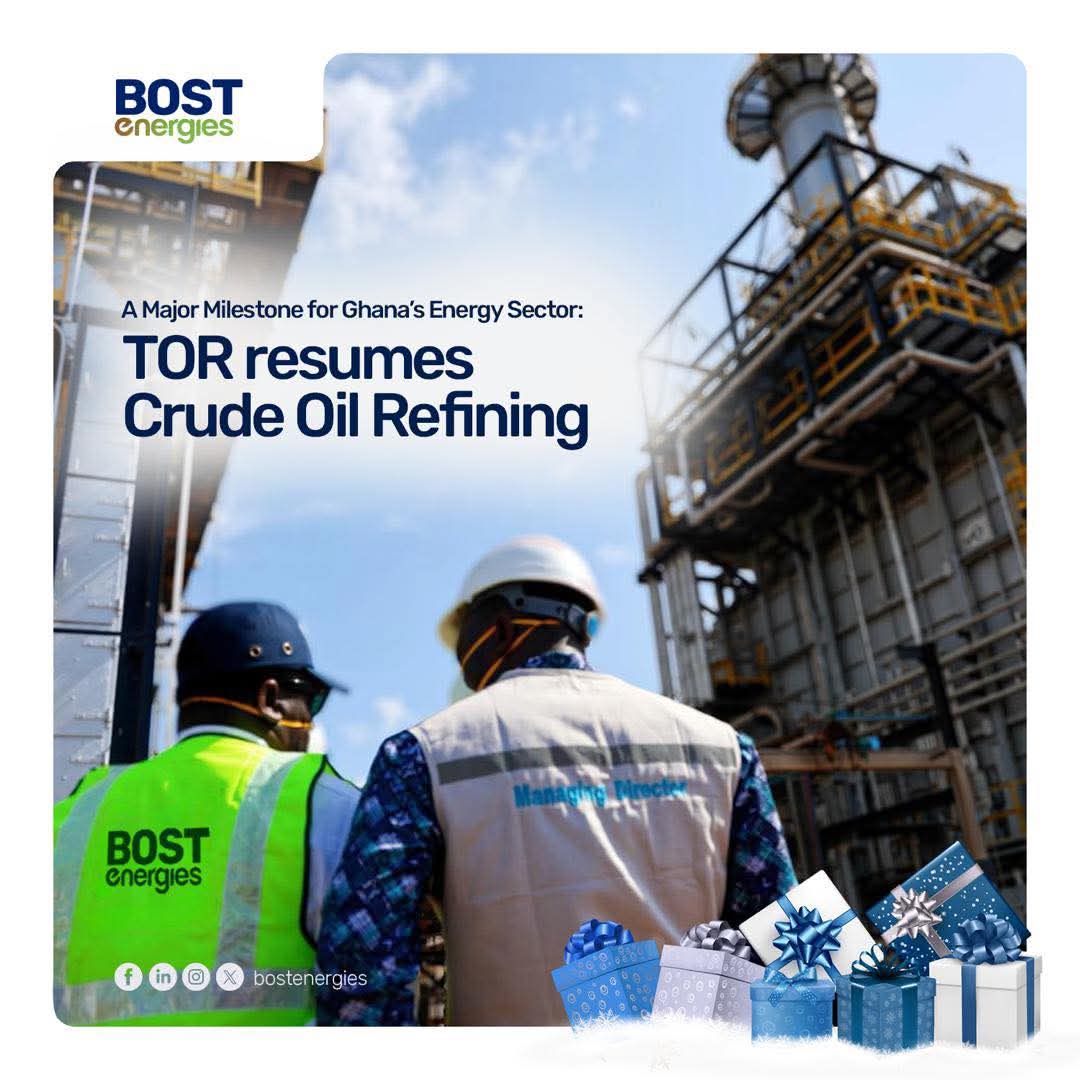BOSTenergies salutes TOR for successful resumption of crude oil refining