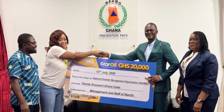 Star Oil Ghana contributes GH¢20,000 to NADMO for Post-Flood Relief and Recovery