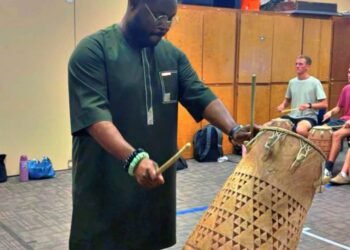Chief Tanko displays Drumming Skills in USA as He Joins Prof. Alorwoyie’s Class at University of North Texas